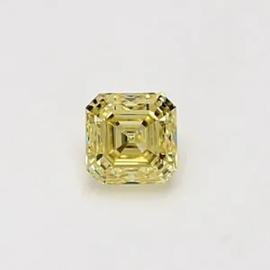 0.38 Carat Asscher Fancy Intense Yellow VS2 Natural Diamond