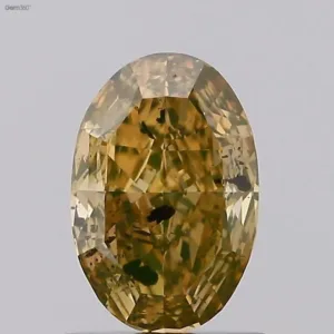 1.01 Carat Oval Fancy Deep Yellow I2 Natural Diamond