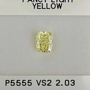 2.03 Carat Cushion Brilliant Fancy Light Yellow VS2 Natural Diamond