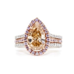 2.06 Carat Natural Fancy Color Pear Diamond Engagement Ring