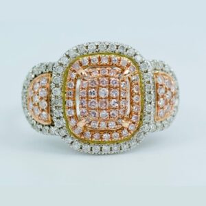 146 Stone 0.90 Carat Center Pink Diamonds Ring