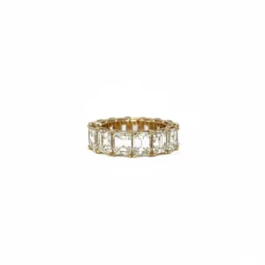 18K Rose Gold Emerald Eternity Diamond Ring