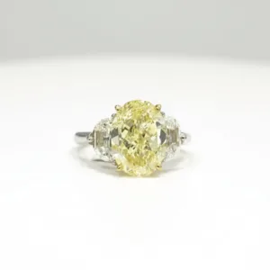 5.02 Carat Oval Fancy Yellow VS1 Diamond Ring