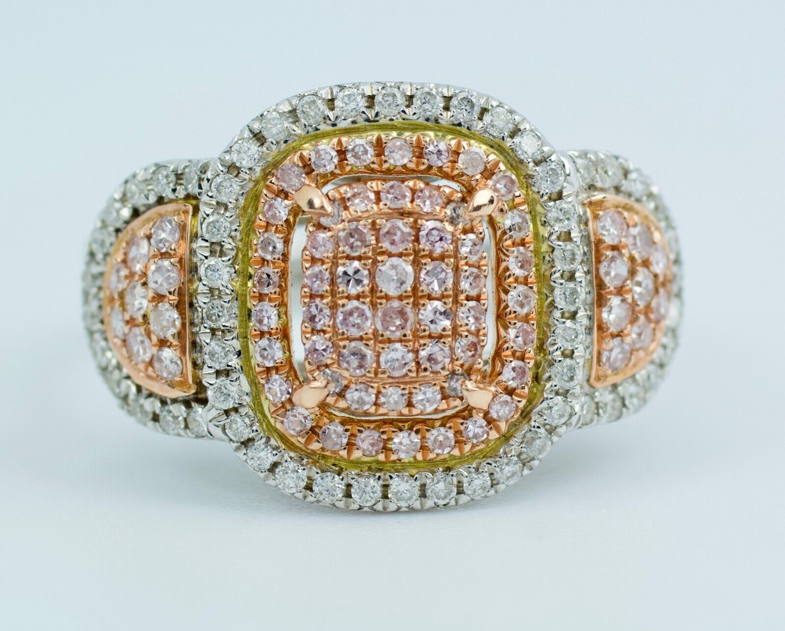 146 Stone 0.90 Carat Center Pink Diamonds Ring
