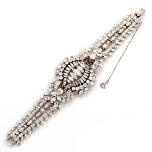 Platinum Vintage Bracelet with Approximately 25 Carat of White Diamonds