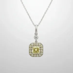14K Gold Radiant Diamond Pendant