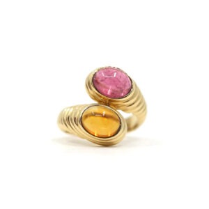 Bvlgari Orange and Pink Cabochon Ring