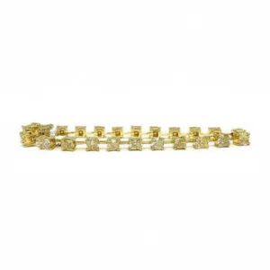 18K 13.89 Carat Fancy Yellow Cushion/Radiant Diamond Wire Style Bracelet