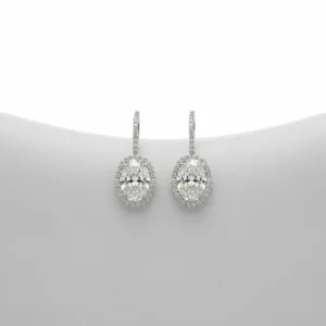 18K White Gold Oval SI1 Diamond Earrings