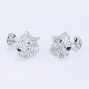 18K White Gold Panther Diamonds Studs