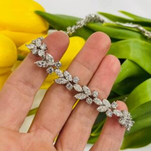 Platinum 19.98 Carat Marquise & Round Brilliant Necklace