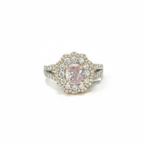 Fancy Purplish Pink Cushion Diamond Ring