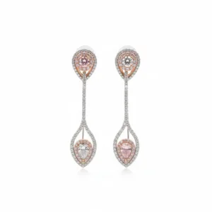 Pear & Round Brilliant Diamond Earrings