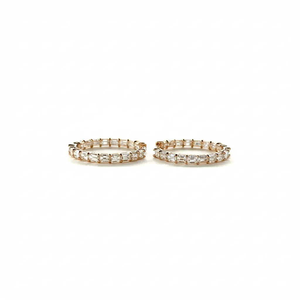 18K 36 Stone White Diamond Eternity Earrings 1 18K 36 Stone White Diamond Eternity Earrings