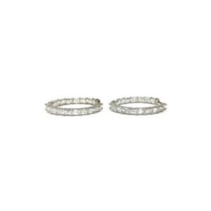 36 Stone White Diamond Eternity Earrings in 18K White Gold