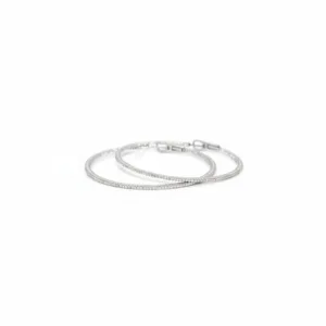 White Diamond Hoop Earrings in Platinum