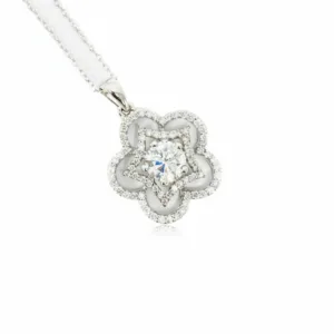 18K Halo Flower Star Diamond Pendant