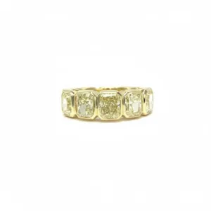 2.38 Carat Fancy Yellow Radiant Diamond Bezel Set Ring