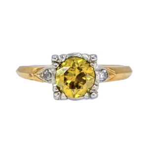 18K 0.77 Carat SI2 Brilliant Fancy Deep Orange Yellow Diamond Ring