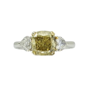 18K 3 Stone Cushion & Heart Diamond Ring