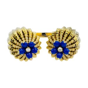 18K Sapphire Flower Bangle Bracelet