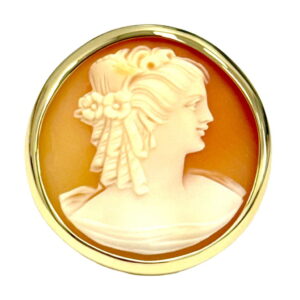 18K Gold Handmade Shell Cameo Ring