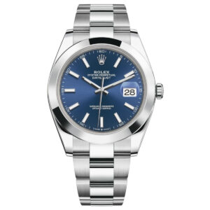 Rolex Datejust 41 Blue Dial Oyster Bracelet Smooth Bezel Watch