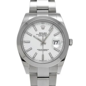 Rolex Datejust 41 White Dial Oyster Bracelet Smooth Bezel Watch