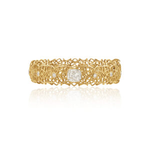 18K Old Mine & Hexagon Diamond Bangle Bracelet