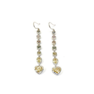 18K White Gold Bezel Mixed Shapes Drop Diamonds Earrings