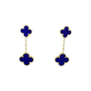 18K Blue 2 Motifs Drop Earrings