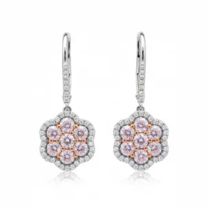 Fancy Pink Round Diamond Earrings