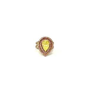 Fancy Vivid Yellow Pear Diamond Ring