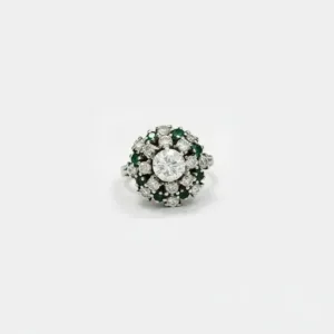 1 Carat Diamond & Emerald Ring