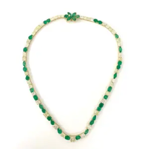 Fancy Yellow Diamond & Emerald Necklace