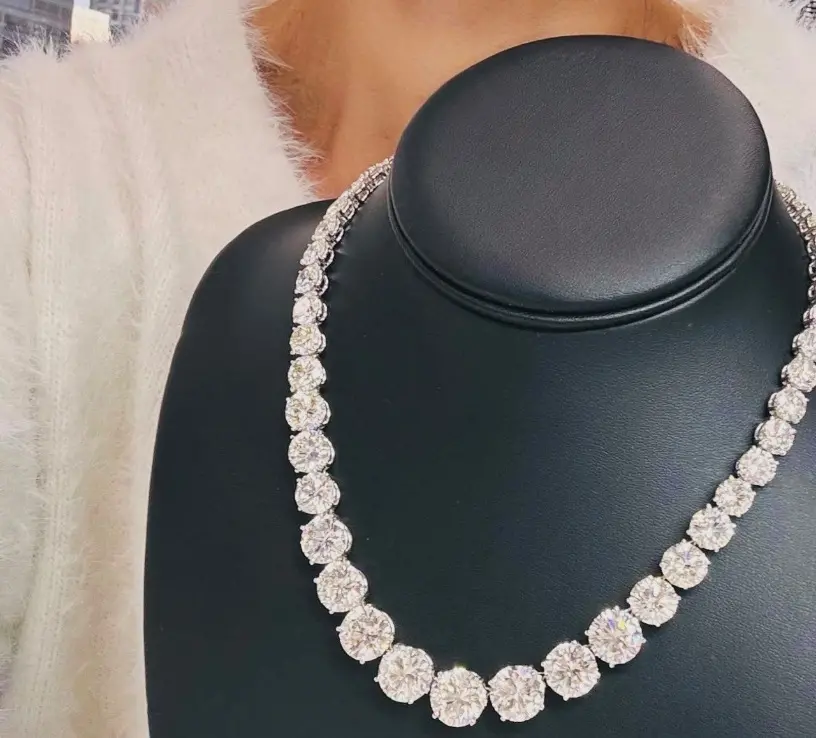 Platinum Round Diamond Riviera Necklace
