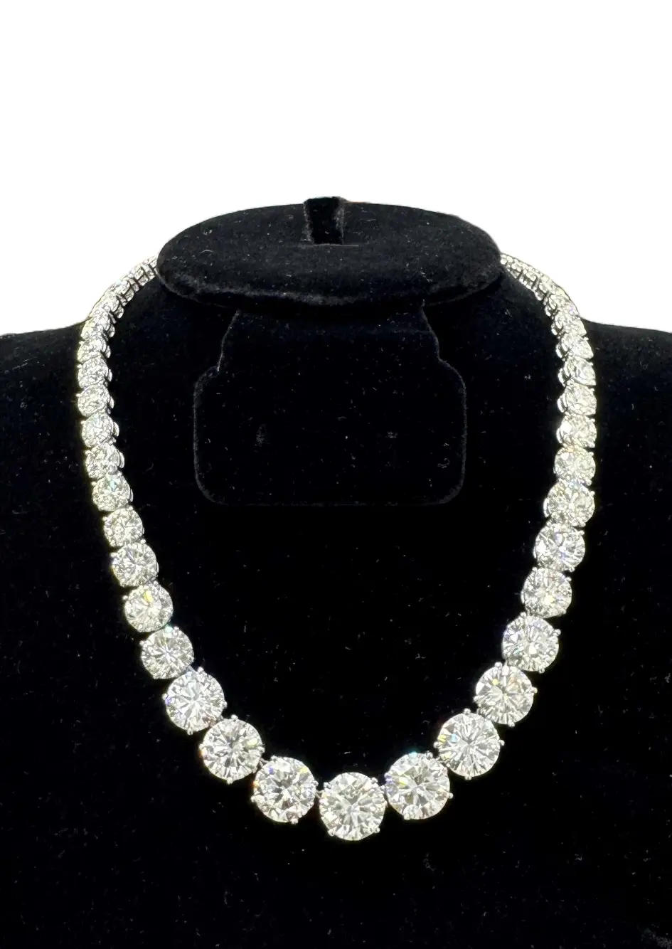 Platinum Round Brilliant Diamond Riviera Necklace 1 Platinum Round Diamond Riviera Necklace