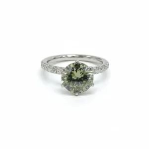 1.79 Deep Grey Yellow Green Diamond Ring
