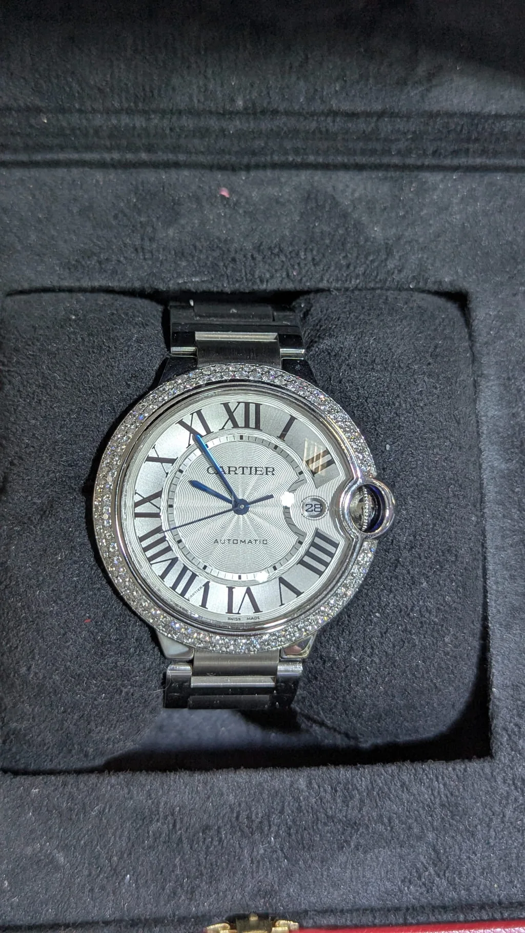 42 Cartier Ballon Bleu Watch with Diamonds