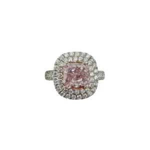 Fancy Pink Purple Radiant Diamond Ring