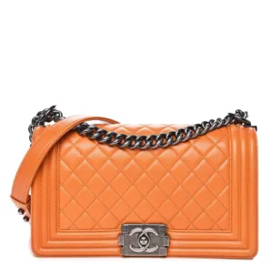 Chanel Lambskin Quilted Medium Boy Flap Orange