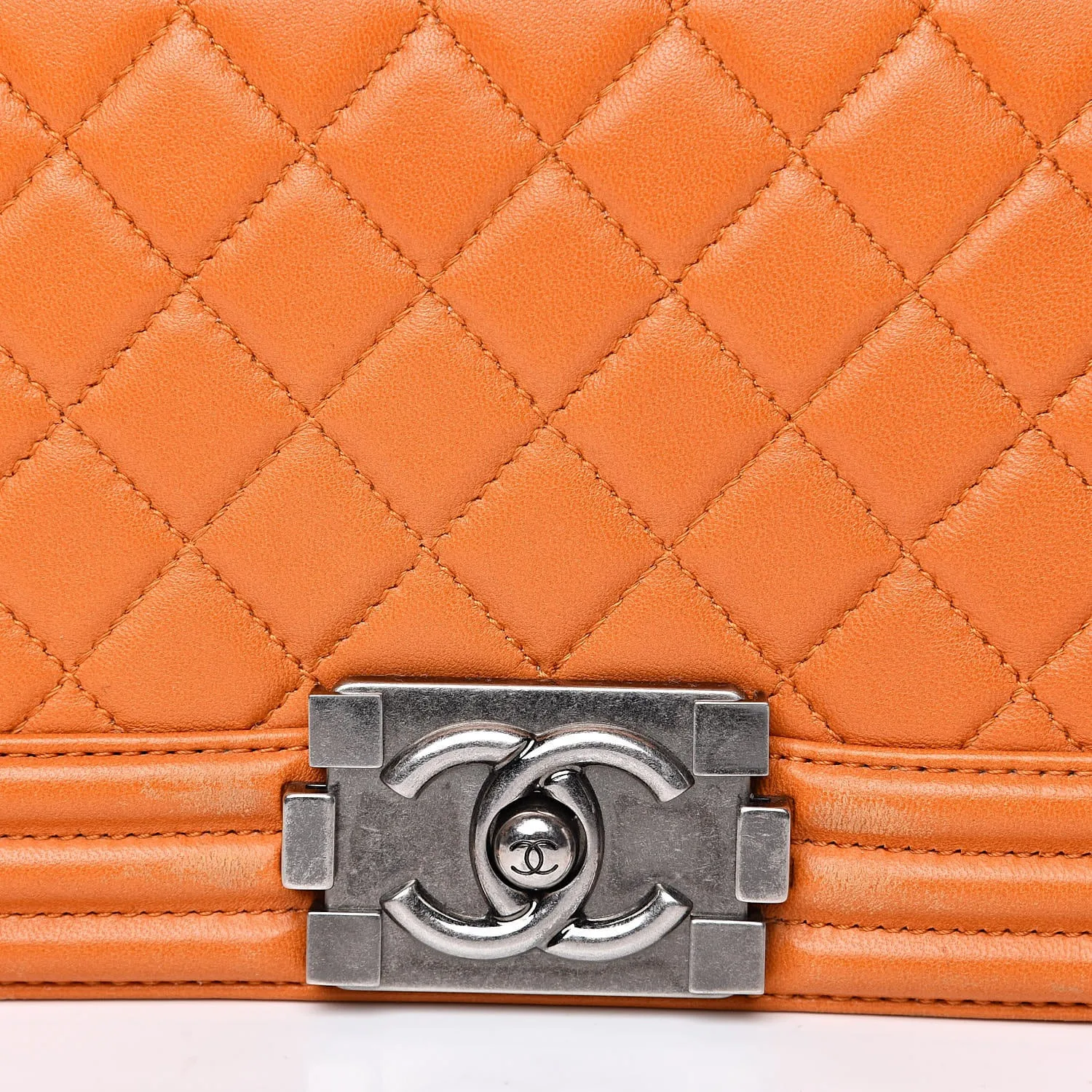 CHANEL Lambskin Quilted Medium Boy Flap Orange 9 Chanel Lambskin Quilted Medium Boy Flap Orange