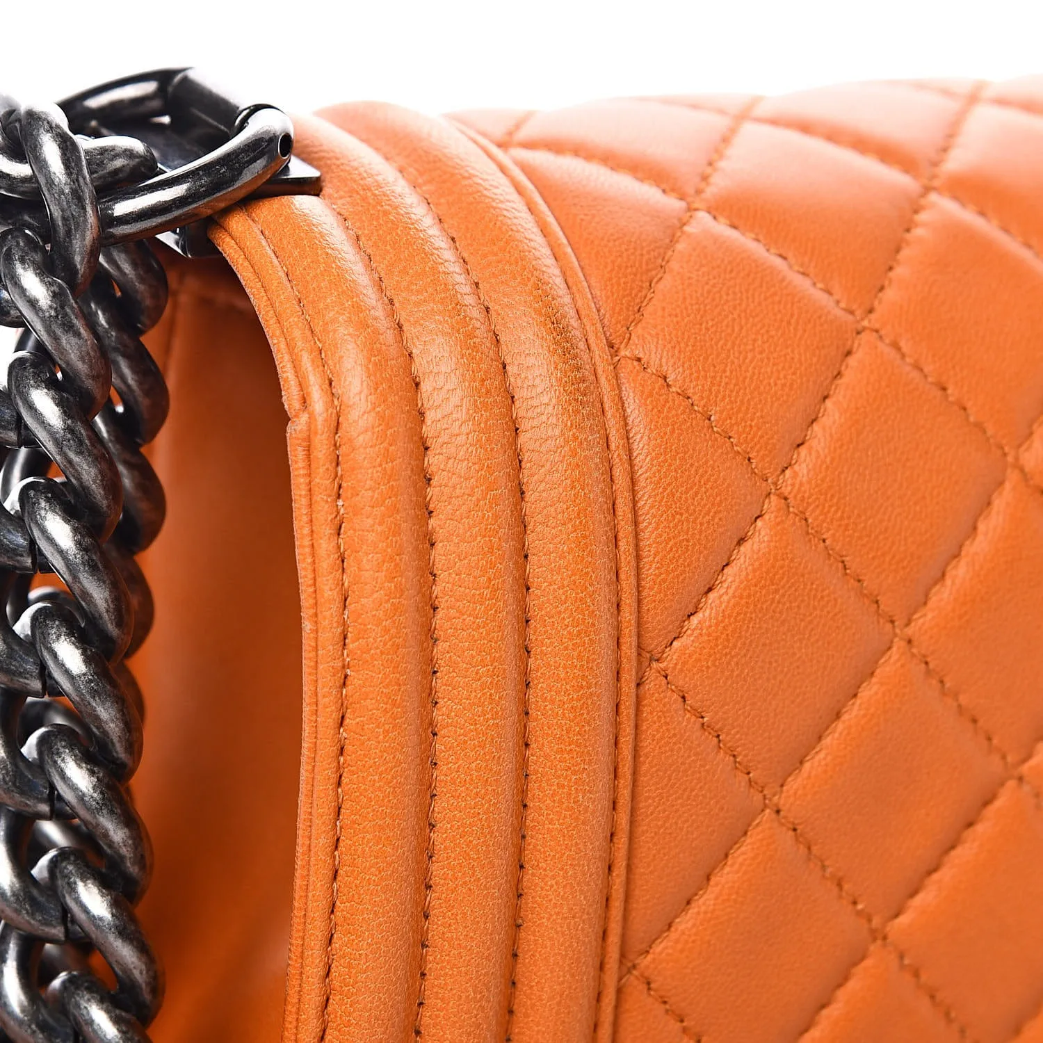 CHANEL Lambskin Quilted Medium Boy Flap Orange 10 Chanel Lambskin Quilted Medium Boy Flap Orange
