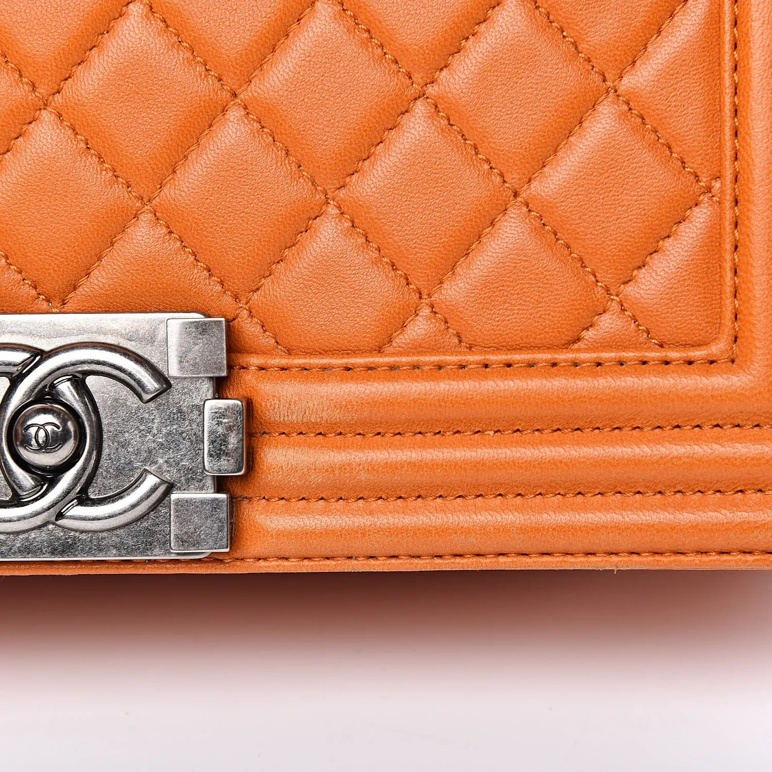 CHANEL Lambskin Quilted Medium Boy Flap Orange 14 Chanel Lambskin Quilted Medium Boy Flap Orange
