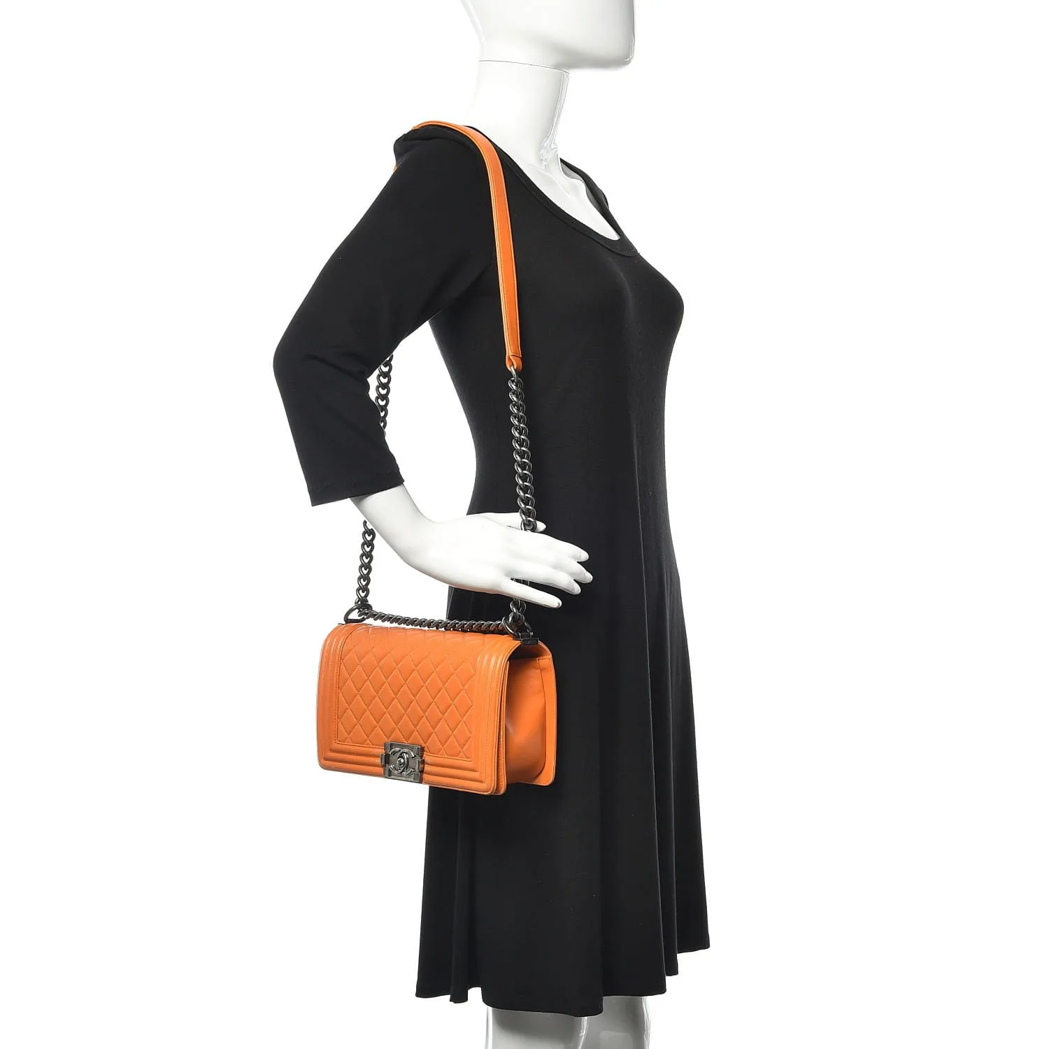 CHANEL Lambskin Quilted Medium Boy Flap Orange 16 Chanel Lambskin Quilted Medium Boy Flap Orange