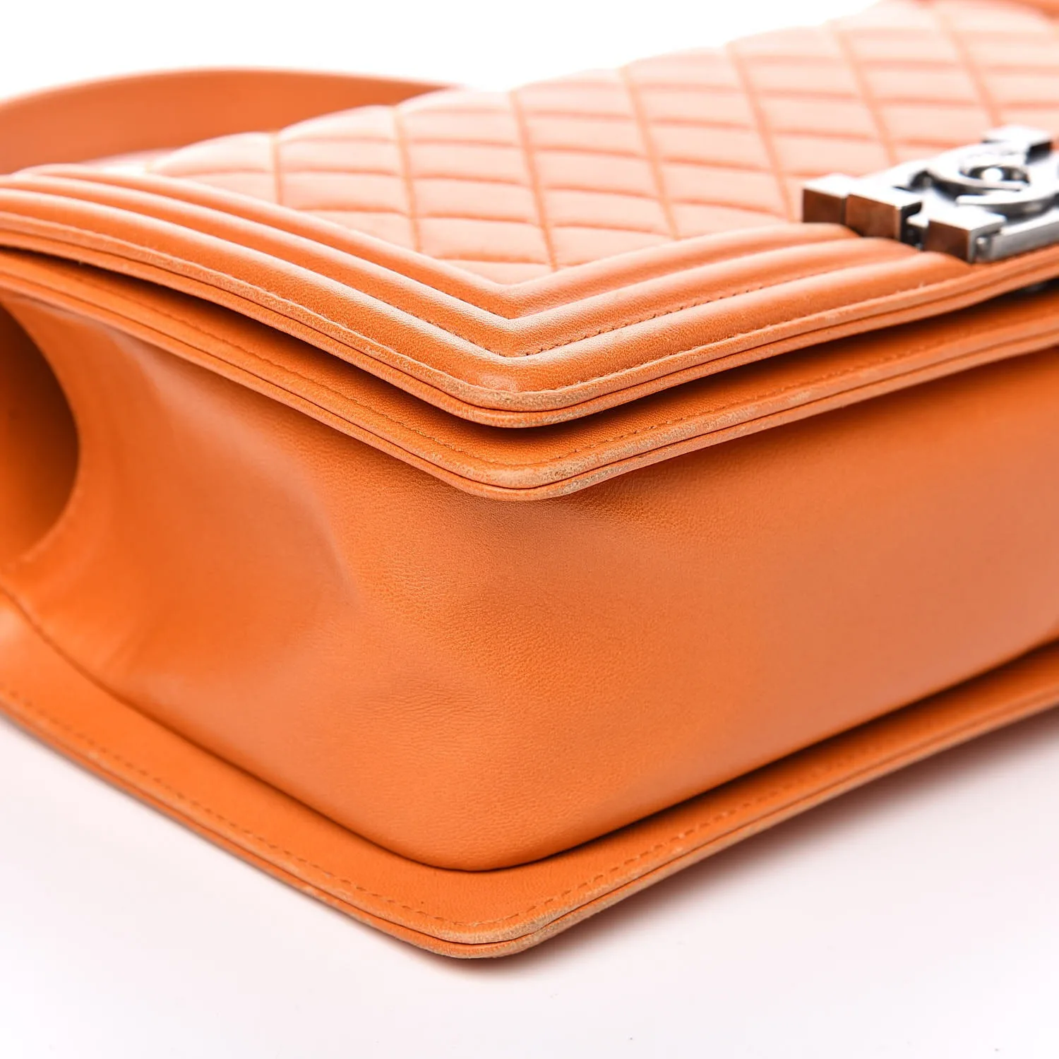 CHANEL Lambskin Quilted Medium Boy Flap Orange 7 Chanel Lambskin Quilted Medium Boy Flap Orange