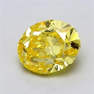 0.85 Carat Oval Fancy Vivid Yellow VS2 Natural Diamond