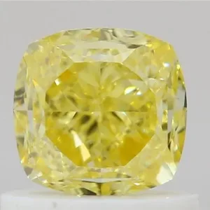 1 Carat Cushion Brilliant Fancy Intense Yellow SI1 Natural Diamond