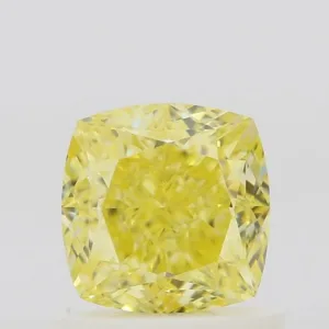 1.01 Carat Cushion Brilliant Fancy Intense Yellow VVS2 Natural Diamond