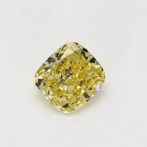 0.43 Carat Cushion Modified Fancy Intense Yellow Natural Diamond